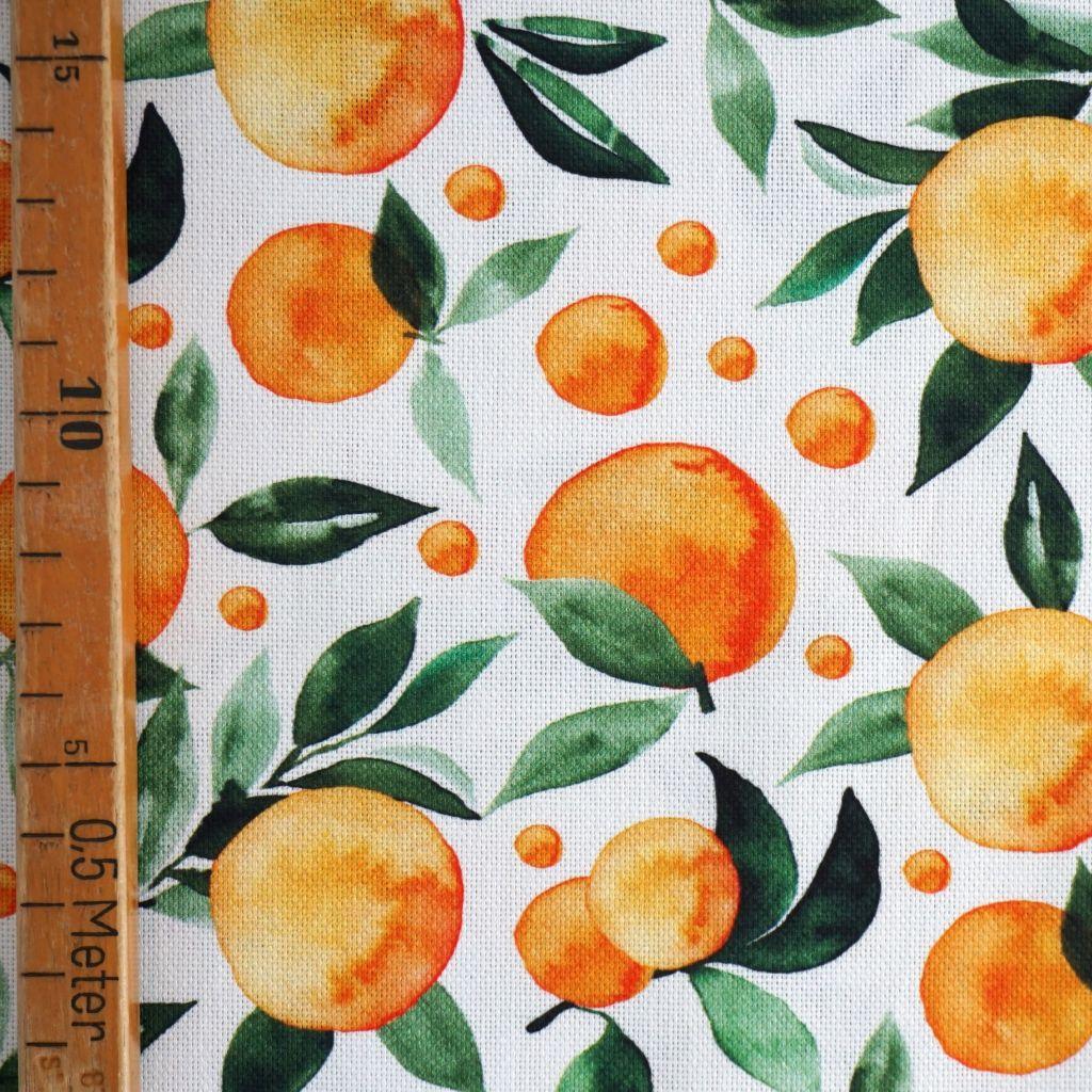 Dekostoff Panama Orangen orange weiß